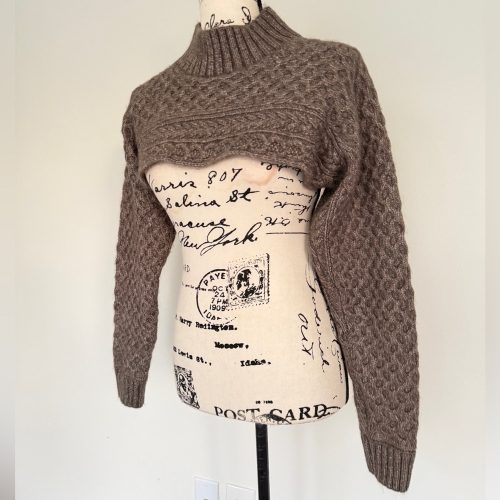 ASTR The Label Sweater Shrug Cable Knit Wool Blend Sz S‎ Chocolate Brown Cottage - Picture 15 of 16